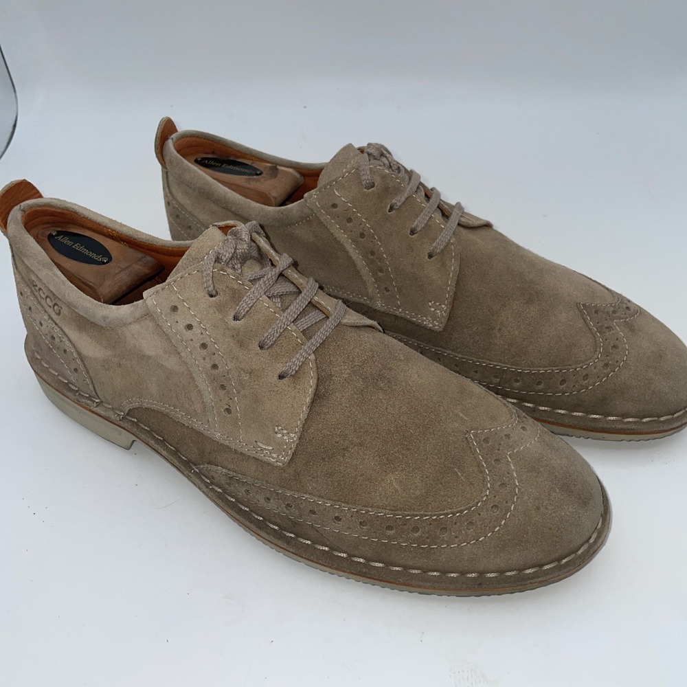 ECCO Tan Suede‎ Leather Wingtips Dress Shoes MENS 9 43 Oxfords